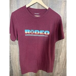 Hooey Rodeo 1872 Graphic T-Shirt Men's‎ S Maroon Western Tee Made in Mexico